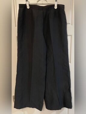 Lida Baday Linen Blend Black Wide Leg Pants